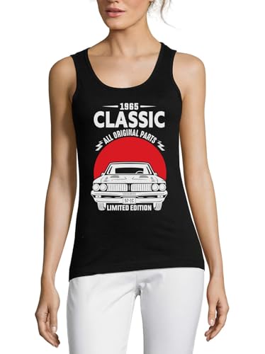 Débardeur coton femme noir confortable pour passionnée de voiture ancienne originale