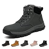 Geweo Zapatos Hombre Invierno Nieve Botas de Invierno Mujer Hombre Calientes Forradas Botines Impermeable Zapatos Trekking Antideslizantes Botas Nieve Zapatos Casuales Unisexo Gris 38EU