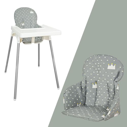 Image of for IKEA High Chair Cushion, High Chair Pad for IKEA Antilop Highchair, Cotton Non-Slip, Soft, Baby Sitting More Comfortable (Gray Crown)