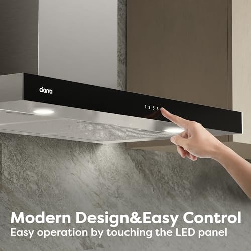 Close-up of the touch-sensitive control panel on the Ciarra CBCS9102, highlighting the sleek digital interface and Wi-Fi symbol.