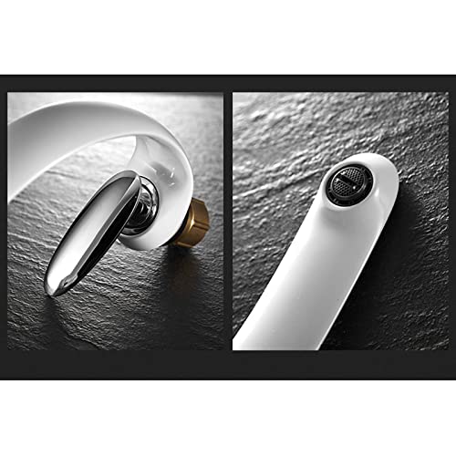 Robinet d'évier de salle de bain monotrou blanc au design épuré - 7