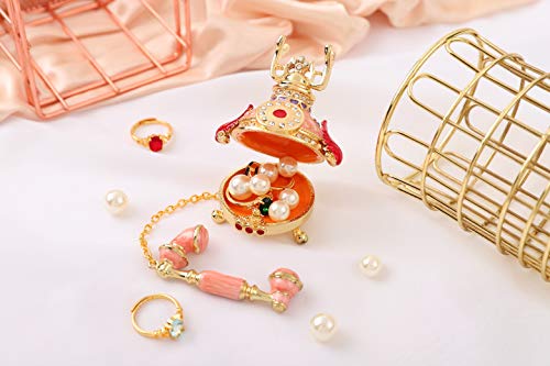 image for QIFU Vintage Style Telephone Shape Jewelry Trinket Box with Rich Ename