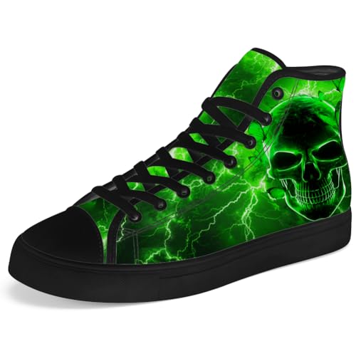 Men's Women's Skull High Top Canvas Shoes Gothic High Top Sneakers Lace Up Casual Shoes