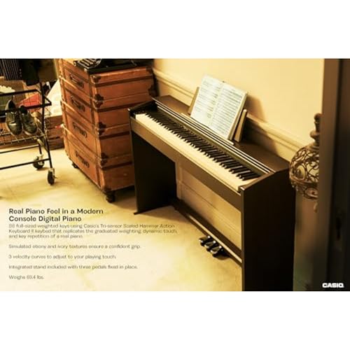 Image of Casio Privia PX-770 - 88-Key Weighted Console Digital Piano | Tri-Sensor II Scaled Hammer Action Keys | AiR Sound Source, 19 Tones, Concert Play, 16W Stereo Speakers, USB-MIDI | Elegant Brown Cabinet