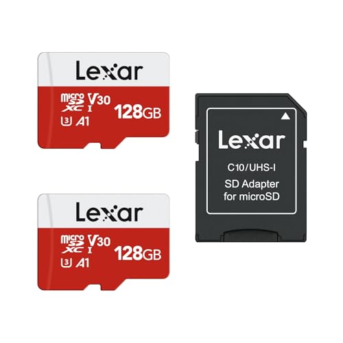 Lexar }CNSDJ[h ő100MB/b 128G MicroSDXC[J[h + SDA_v^[ A1 C10 U3 V30 4KrfI^ TFJ[h (microSDJ[h2 + A_v^[1)