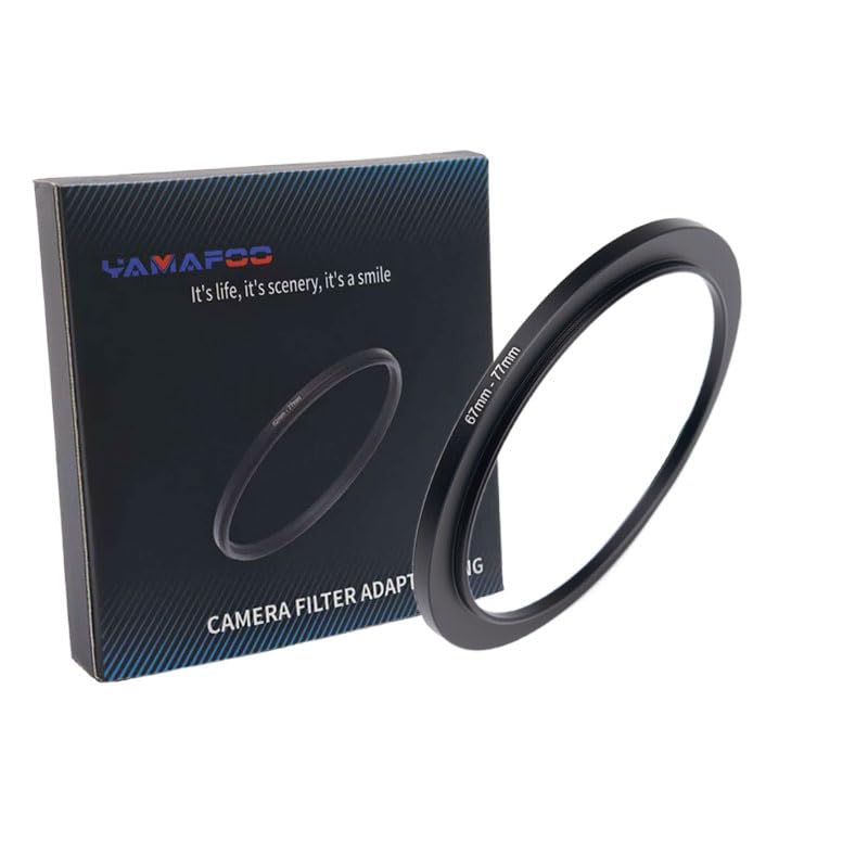 YAMAFOO 67mm to 77mm Step-Up Ring/Step Down Rings Filter Adapter for All Brands UV ND CPL Metal Ring Step-Up Rings Adapter Filter,Black (67-77)