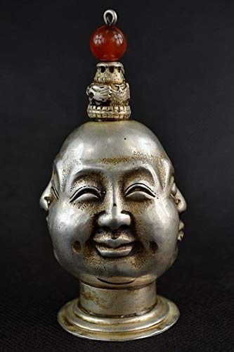 Amazon.co.jp: 中国の古い銀銅手彫り4面仏陀スヌフ瓶 : ホーム＆キッチン