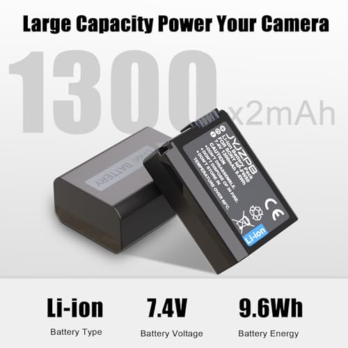 Image of 2 Packs A6400 NP-FW50 Battery and Charger with Built in Cable for Sony | LCD Charger Compatible for Sony Alpha A6000 A6100 ZV-E10 A7II A5100 A6500 A6300 A7 A7RII A7SII A7S A7S2 A7R A7R2 Cameras