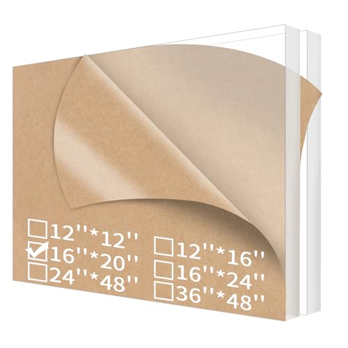 Image of Art3d 2-Pack of 16 x 20 inch PET /Plexiglass Sheets, 1 /4 inch Thick Clear PET Sheets for Art Design, Craft Projects, Signs, DIY in Home, Wedding, Festival, Party, Office