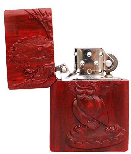 Natürliches Huanghuali Holz Rosenholz Schnitzerei Protector Gottheit Feuerzeug Außengehäuse für Zippo Modul ( Garuda… – Bild 6