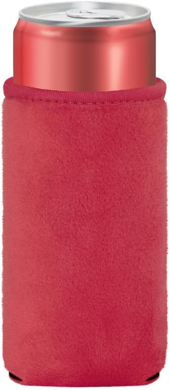 Blank Velvet Neoprene Insulated Can cooler for Beverage (Red)