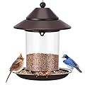 Metal Roof Bird Feeder, Bird Feeders for Outdoors Hanging with Clear Tube Seed Capacity for Cardinal Finch, Chew Proof Wild birdfeeders for Garden Yard Outside