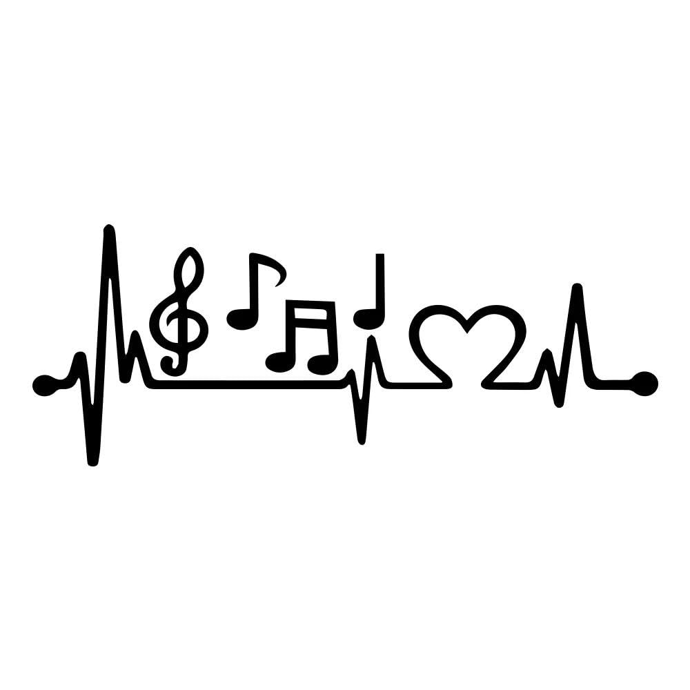 Music Notes Heart Car Sticker Automobiles Motorcycles Exterior Accessories Vinyl Decals(Black,15cm X 7.5cm)