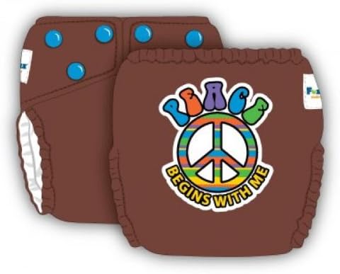 FuzziBunz Diaper Talk Elite One Size Diaper (Peace, Choco Truffle)