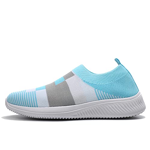 GOSPT Women's Mesh Sneakers Knit Slip on Breathable Nurse Work Walking Sock Shoes2