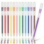 Distorris 12 Pack 0.5mm Fine Gel Pens Coloured Pens Set, Quick Dry Ink Smooth Writing Rollerball, Japanese Style Stationery for Journaling Sketching School Office Art Supplies, Multicolor