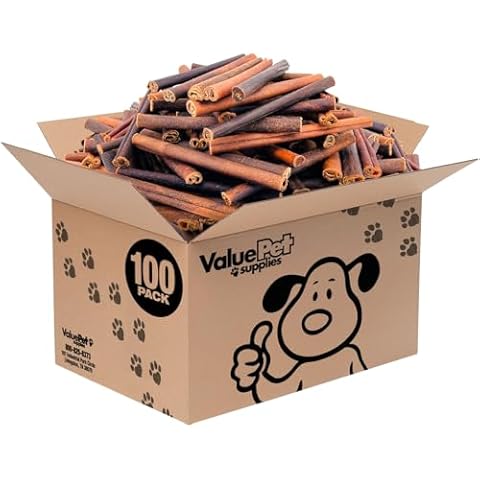 ValueBull Collagen Sticks, Beef Dog Chews, Medium 6 Inch, 100 Count Bulk Pack - Natural & Safe, Single Ingredient, Long Lasting, Healthy for HIPS, Joints, Skin & Coat Cover