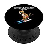 Crans Montana Wallis Schweiz Retro Ski Tiger PopSockets mit austauschbarem PopGrip