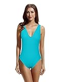 Zeraca Women's Deep V High Cut One Piece Swimsuit Bathing Suits