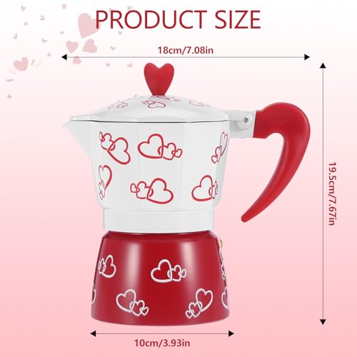 Cafetière expresso durable en aluminium à conduction rapide avec imprimé cœur - 3