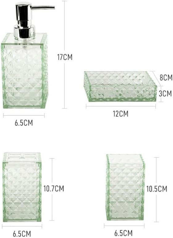 Bathroom Plastic 4-Piece Transparent Diamond-Plaid Wash Bathroom Mouthwash Brush Toothbrush Holder