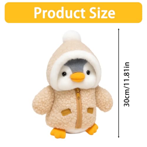 PDirat Pinguin Kuscheltier mit verkleidbarem Hut, 30cm Größe, Weiches Kuschelgut, Ideal Als Schlafbegleiter Und Innenraumdekoration