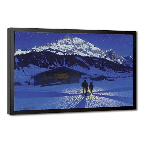 Toile tendue de qualité supérieure Adelboden par Waldemar Fink, affiche paysage haut de gamme