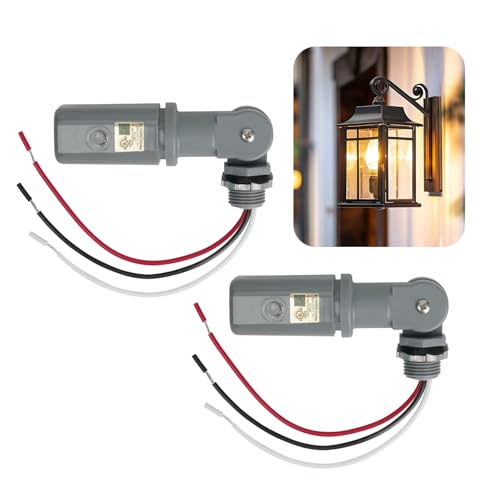 2 Pcs Photocell Sensor for Outdoor Lights, 120-277VAC Wide Voltage, 50/60 Hz Dusk to Dawn Photocell...