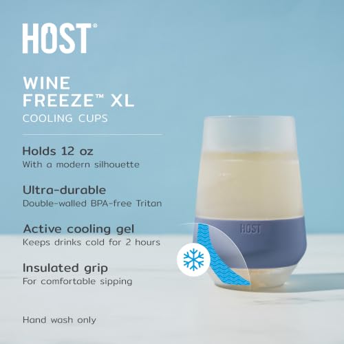 Image of HOST Freeze XL Cooling Cup in Double Walled Insulated Freezable Drink Chilling Tumbler with Freezing Gel, 12 Ounces - Slate Blue Set of 2