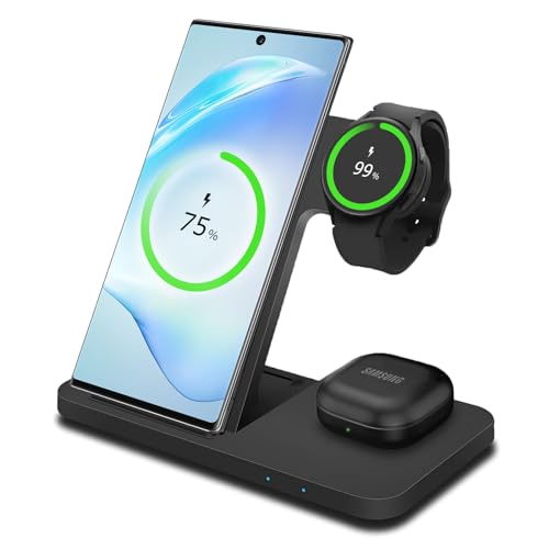 MMOBIEL Wireless Charging Station for Samsung – 3 in 1 Wireless Charger Stand for MagSafe Samsung Galaxy S24 / S23 / S22 Series, Galaxy Watch 6/5 / 4, Galaxy Buds – Wireless Fast Charging Dock