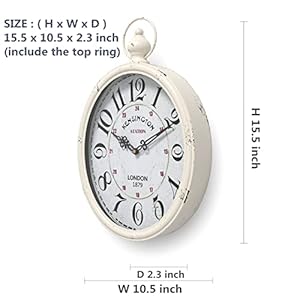 Menterryovalretrowallclockrusticvintagestylewhiteantiquedesignbatteryoperatedsilentdecorlargewallclocksforkitchenfarmhouseoffice155hx105w  Urban Country Home Decor Menterry oval retro wall clock rustic vintage style white antique design battery operated silent decor large wall clocks for kitchenfarmhouseoffice 155 h x 105 w  urban country home decor