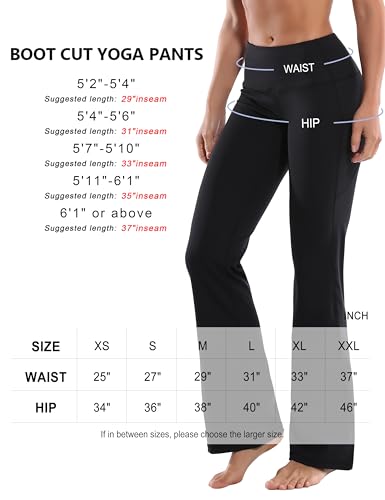 Image of BUBBLELIME 29 inch /31 inch /33 inch /35 inch /37 inch 3 Styles Women's High Waist Bootcut Yoga Pants Basic /Side Pockets Tummy Control Workout Flared