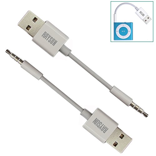 RAYSUN 2 Pack 11cm(L) 2 in1 USB Charging and Data Syncing Cable for Apple iPod Shuffle 3rd / 4th / 5th