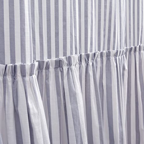 Eastern 100% Cotton Shower Curtain, Gray Farmhouse Shower Curtain With Lace Trim, Shabby Chic Shower Curtains For Bathroom, Country Cottage Ruffled Fabric Shower Curtain Washable 72 X 72 #TOP3