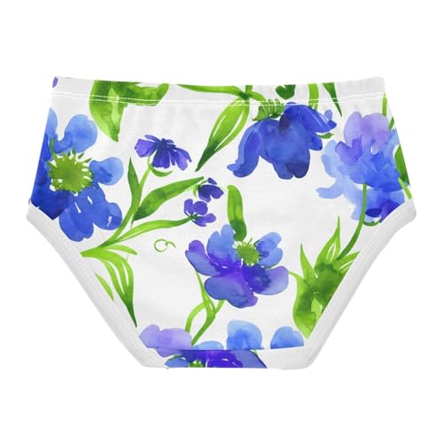 Cotton Toddler Girls Underwear Floral Watercolor Floral Blue Little Girl Panties Pattern Undies Kids Briefs 2t2