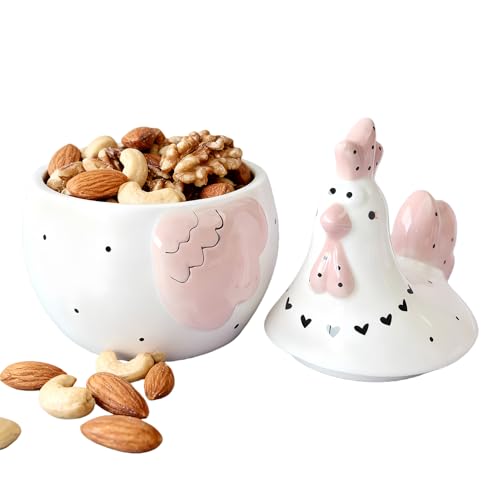 蓋付きセラミック瓶 - 蓋付き チキンボックス - セラミック収納瓶,卵・キャンディ・ジュエリー・スナック・文房具・キッチンカウンター・寝室用