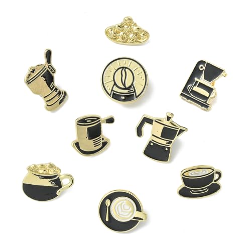 Broche émail café lot de 9 pin's pour customiser veste et sac