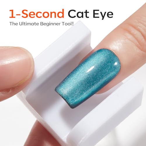 Image of modelones Cat Eye Magnet for Nail Polish Gel Polish, 5D Aura French Glass Bead Multi Cateye Effect Beginner Friendly Strong Magnetic Tool Home DIY Nail Art Design Manicure Gift for Women