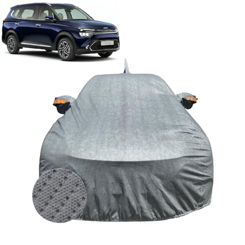Image of Car Cover Compatible For Kia Carens (2022-2026) | 100% Waterproof Cover with Antenna & REFLECTIVE Mirror Pockets | Dustproof, Scratchproof, Heatproof Carens Car Cover |Soft Cotton Lining|GREY