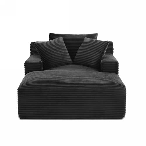 BAÏTA Canapé Droit Profond Fixe et compressé Kenedy 1 Place Velours côtelé (Gris)