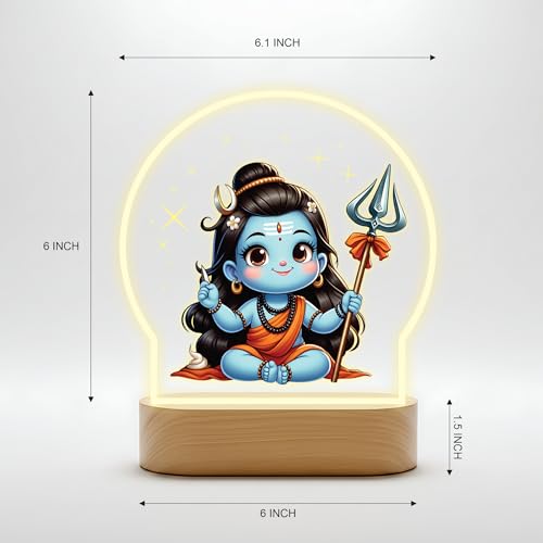 Image of Giftplease Divine Baby ShivaLED Table Lamp - Warm Glow Spiritual Night Light - Cute Bal Shiva Decor for Pooja Room, Meditation Space, & Kids' Bedroom - Premium Religious Gift & Home Accent GL 14