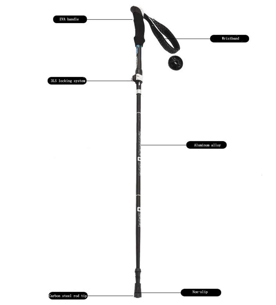 Bastones De Senderismo Aleación De Aluminio 7075 Ultraligera, Sistema De Bloqueo 3ls, Muñequera Plegable con Cuerpo De Palo Telescópico