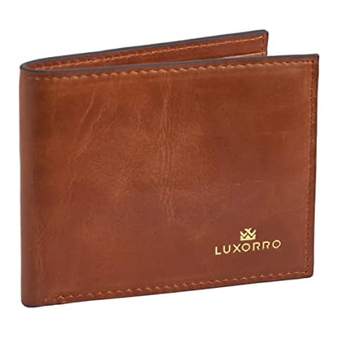 Luxorro Full Grain Leather Wallet for Men: Brown, 6 Card slots, Slim Billfold, Coin Pocket with a Gift Box Cover
