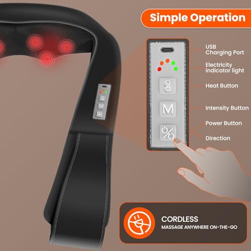 Image of AMZPONY Cordless Neck Massager for Pain Relief Deep Tissue