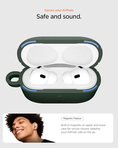Image of Spigen for AirPods Pro 3 Case, Carabiner Included, Shock-Proof, Light & Compact Cover, (Spigen Vault) - Midnight Green