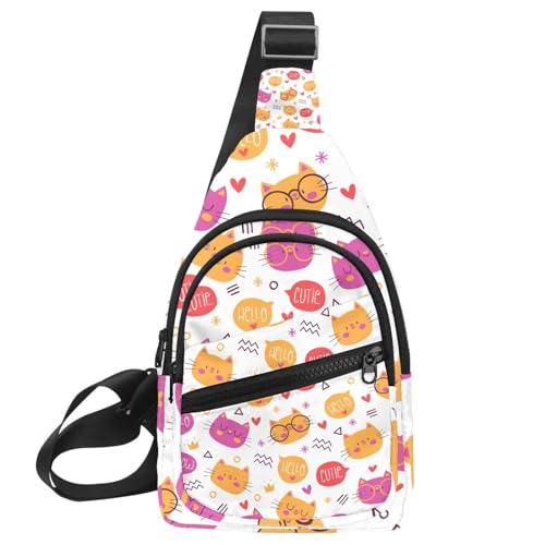 Mochila cruzada de gatos para hombre y mujer: bolsa de hombro multicolor