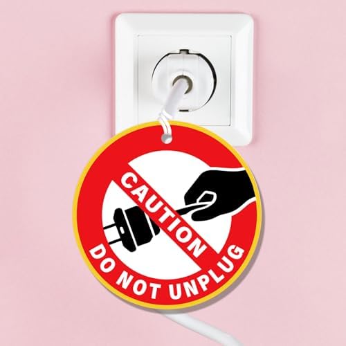 10 PCS Do Not Unplug Warning Sign Cards,2.6 Inch Removable Round ...