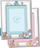 Portafotos Laminado en Plata de Ley 925‰ Infantil con diseño de Juegos Infantiles, fotos de 13x18 cm. Disponible en color Azul y Rosa. (E0407-13)