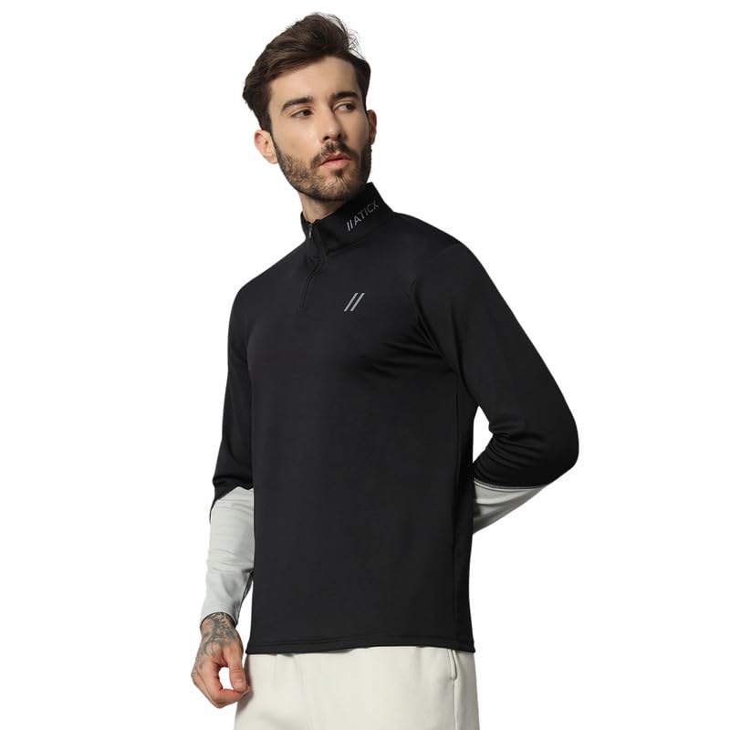 ATICX Polyester Full Sleeve Compression High Turtle Neck Sports Jersey T Shirt for Men - Quick Dry Fit Gym Workout Top for Running, Swimming, Training, Cycling, Football, Badminton