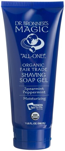 Dr. Bronner's Magic "All-One!" Organic Fair Trade Shaving Soap Gel, Spearmint Peppermint, 7-Ounce Tubes (Pack of 3)
